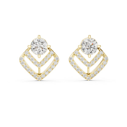 Everyday Wear Round Lab-Grown Diamond Earrings in 14K Yellow Gold