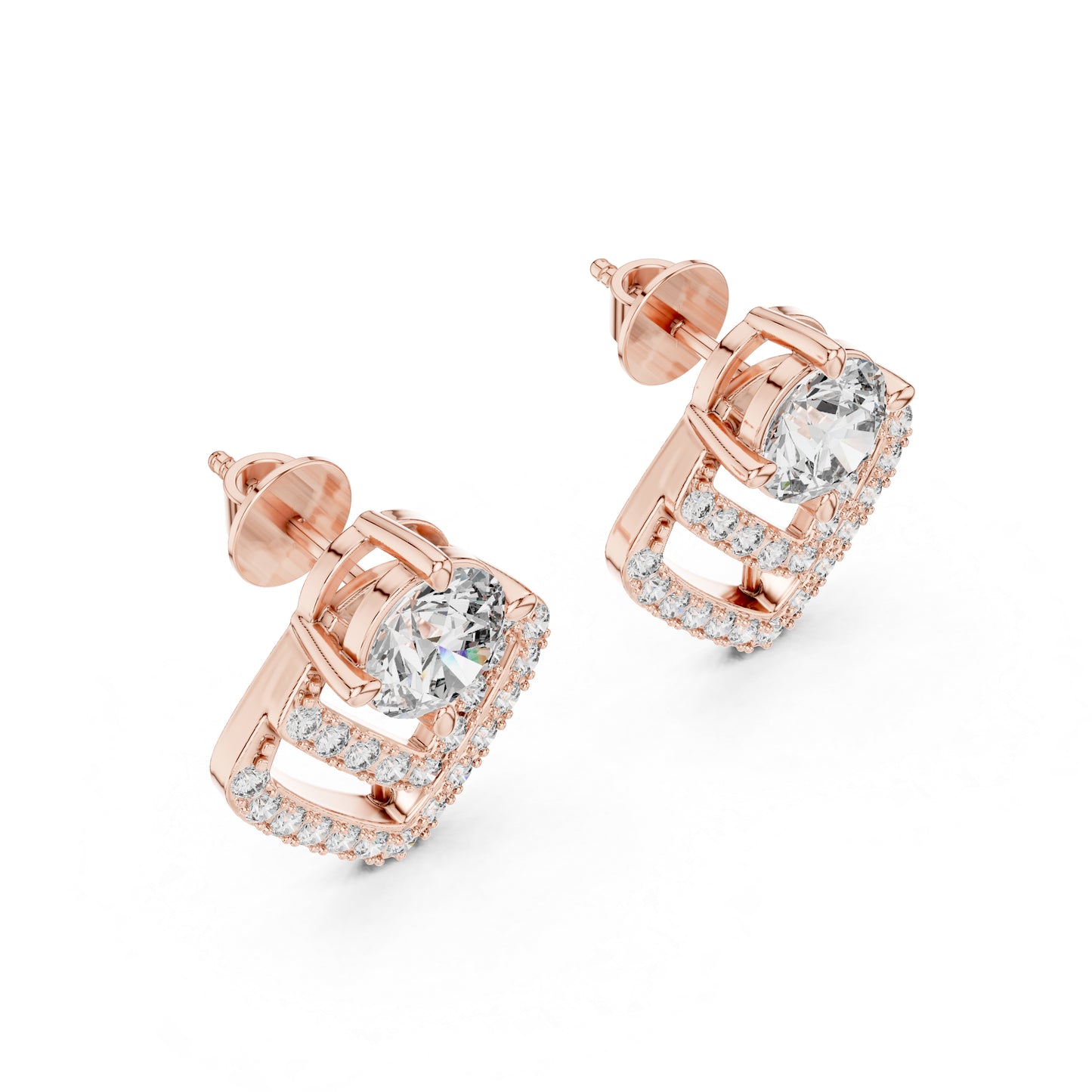 Everyday Wear Round Lab-Grown Diamond Earrings in 14K Yellow Gold