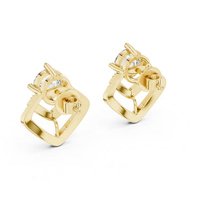 Everyday Wear Round Lab-Grown Diamond Earrings in 14K Yellow Gold