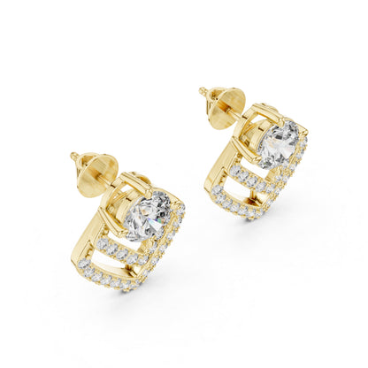 Everyday Wear Round Lab-Grown Diamond Earrings in 14K Yellow Gold