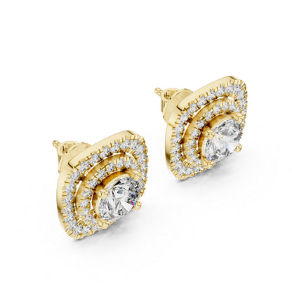 Round Lab-Grown Diamond Drop Earrings in 18K Rose Gold | PureCarat