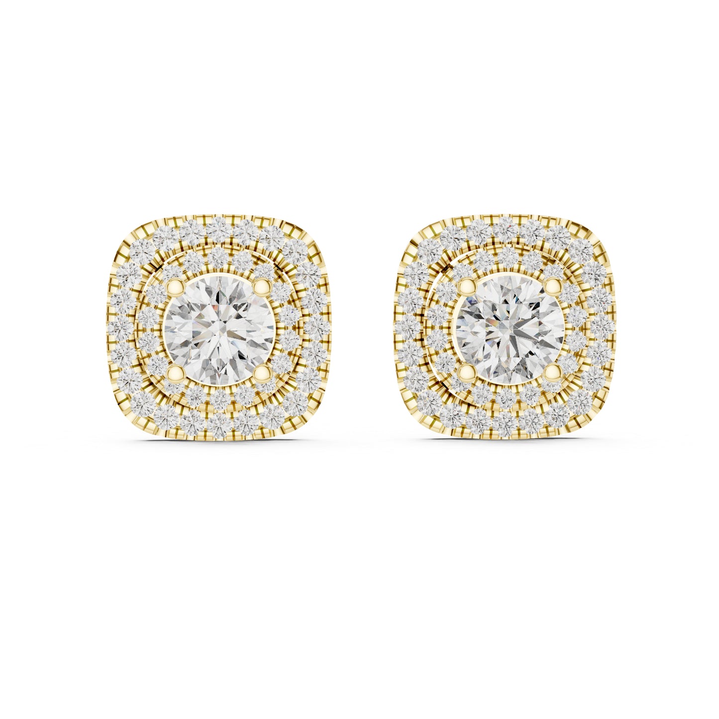 Round Lab-Grown Diamond Drop Earrings in 18K Rose Gold | PureCarat