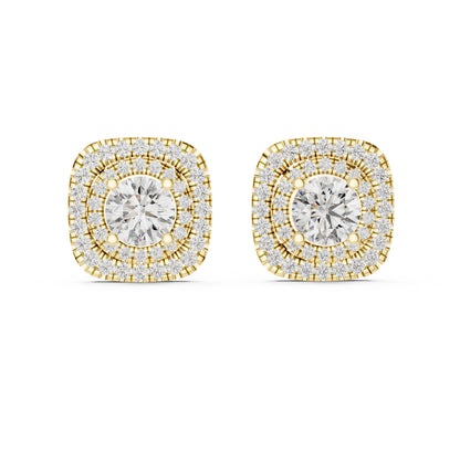 Round Lab-Grown Diamond Drop Earrings in 18K Rose Gold | PureCarat