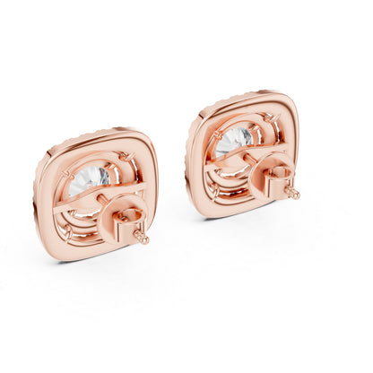 Round Lab-Grown Diamond Drop Earrings in 18K Rose Gold | PureCarat