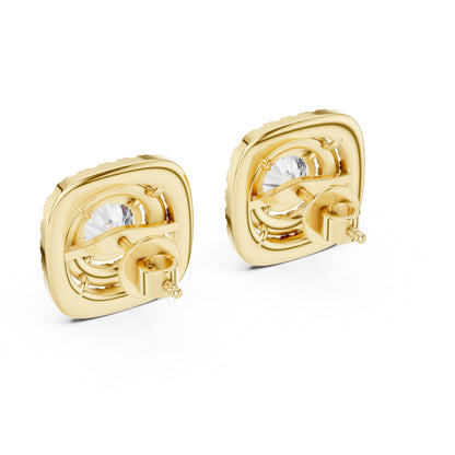 Round Lab-Grown Diamond Drop Earrings in 18K Rose Gold | PureCarat