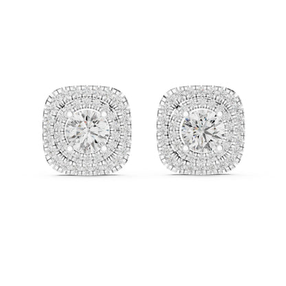 Round Lab-Grown Diamond Drop Earrings in 18K Rose Gold | PureCarat