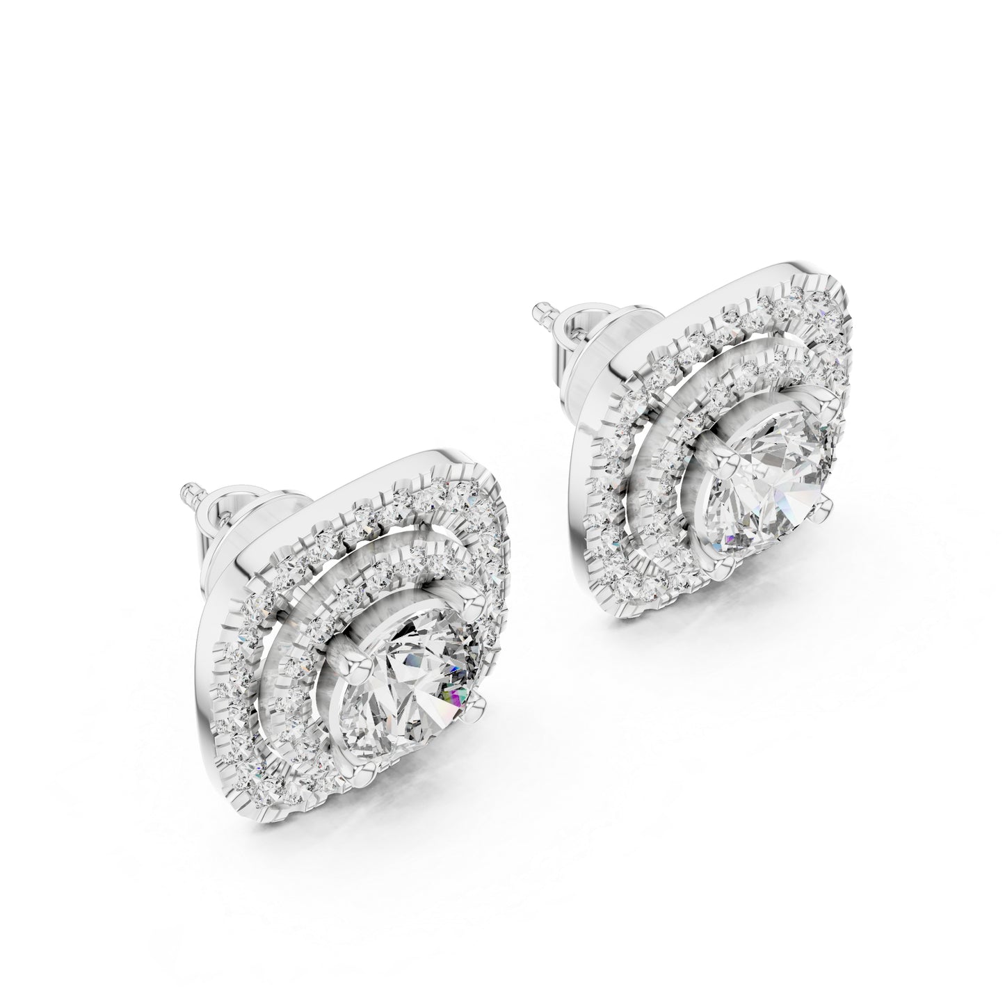 Round Lab-Grown Diamond Drop Earrings in 18K Rose Gold | PureCarat