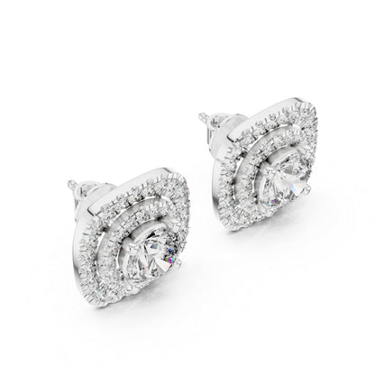 Round Lab-Grown Diamond Drop Earrings in 18K Rose Gold | PureCarat