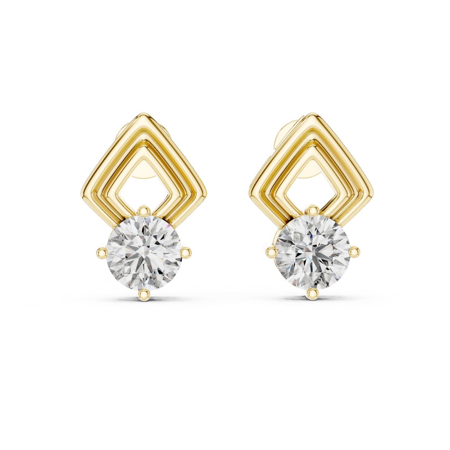 18K Yellow Gold Round Lab-Grown Diamond Drop Earrings | PureCarat