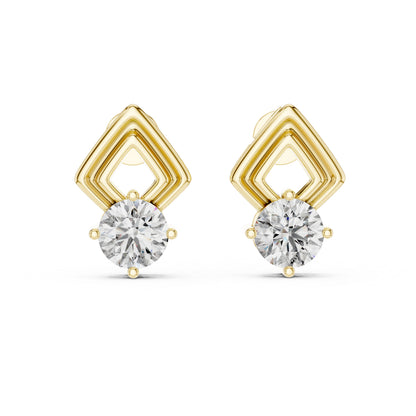 18K Yellow Gold Round Lab-Grown Diamond Drop Earrings | PureCarat