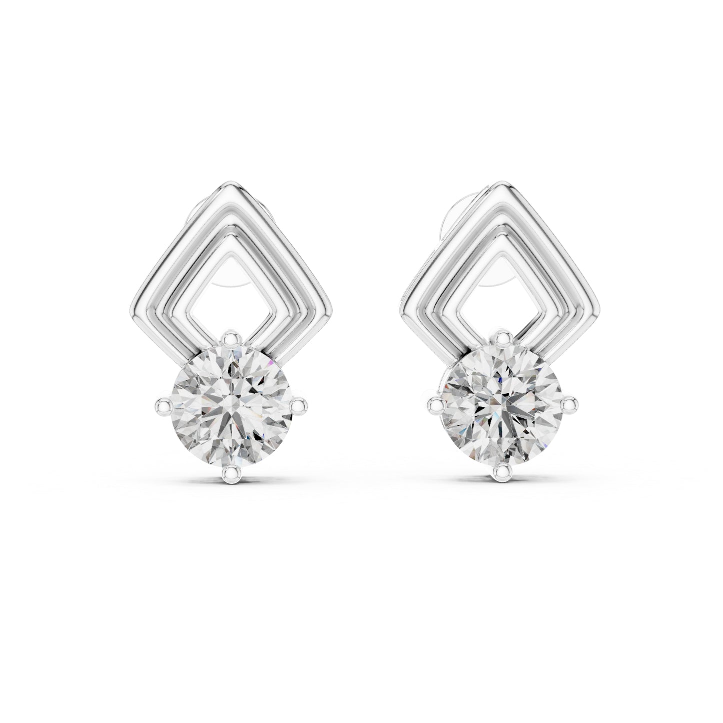 18K Yellow Gold Round Lab-Grown Diamond Drop Earrings | PureCarat
