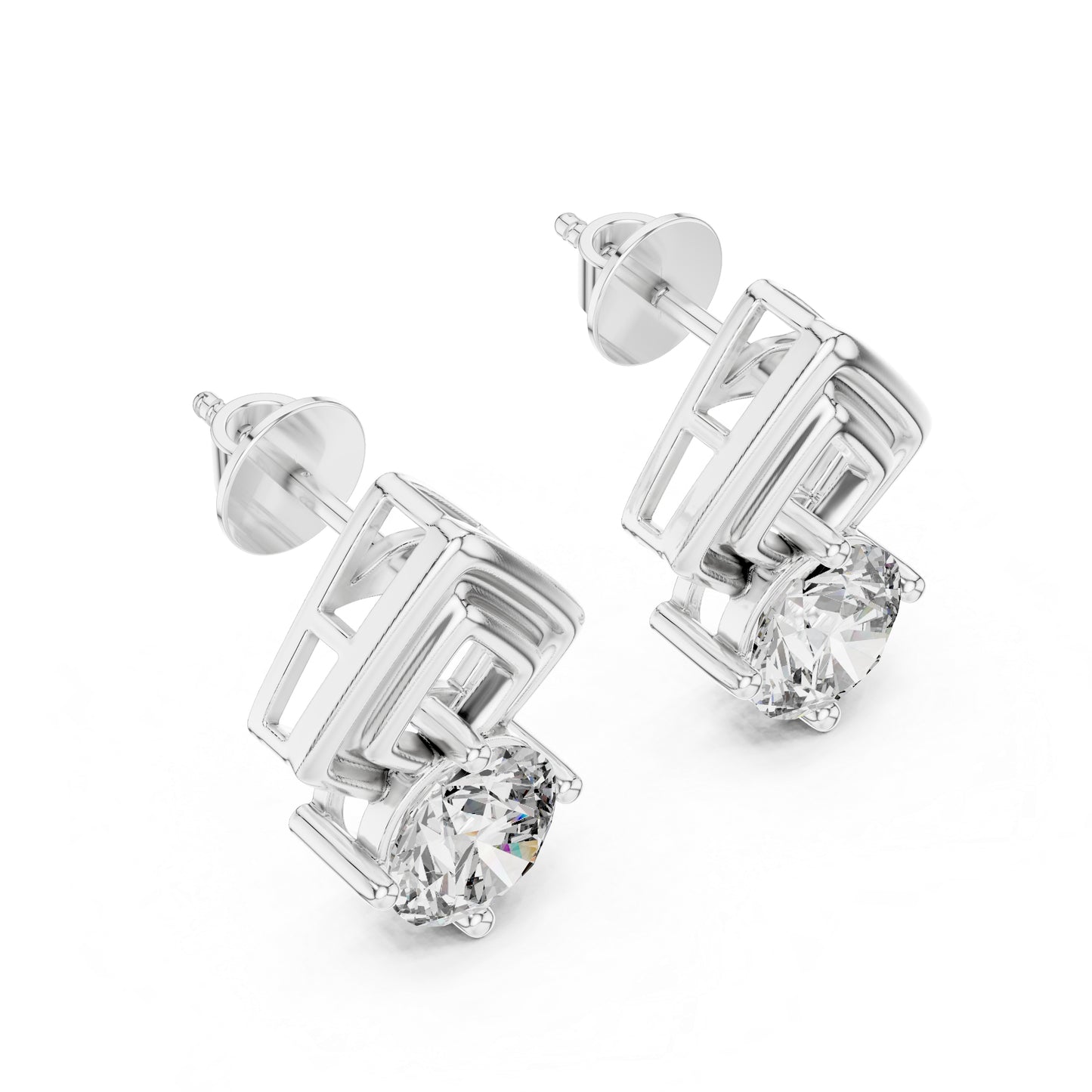 18K Yellow Gold Round Lab-Grown Diamond Drop Earrings | PureCarat