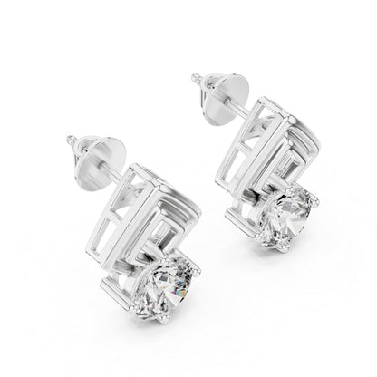 18K Yellow Gold Round Lab-Grown Diamond Drop Earrings | PureCarat