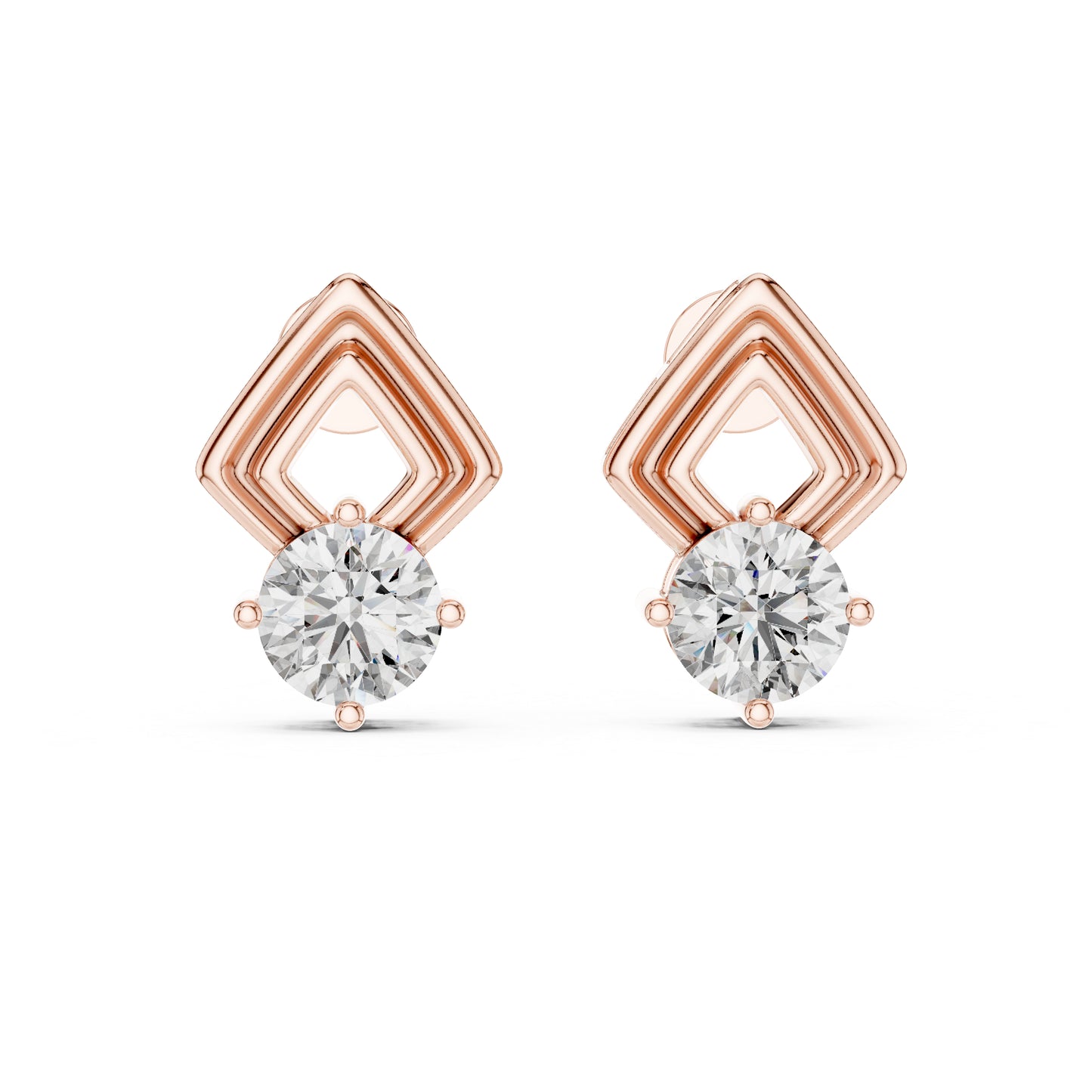 18K Yellow Gold Round Lab-Grown Diamond Drop Earrings | PureCarat