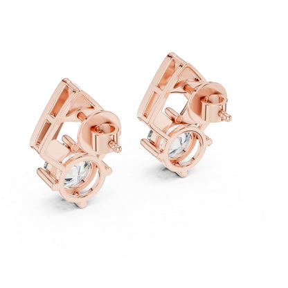 18K Yellow Gold Round Lab-Grown Diamond Drop Earrings | PureCarat