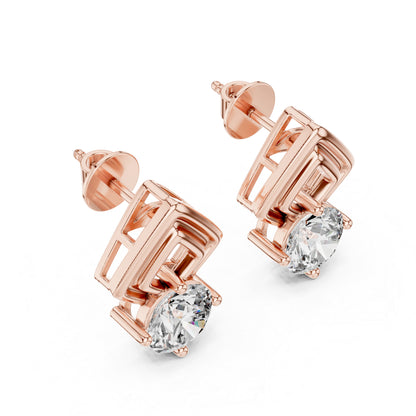 18K Yellow Gold Round Lab-Grown Diamond Drop Earrings | PureCarat