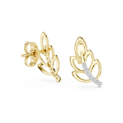 18K Yellow Gold Round Lab-Grown Diamond Earrings for Women | Wedding Wear | Pure Carat