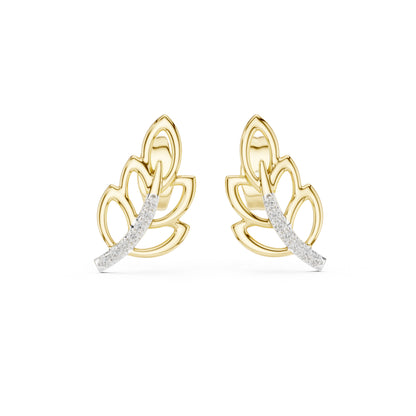 18K Yellow Gold Round Lab-Grown Diamond Earrings for Women | Wedding Wear | Pure Carat