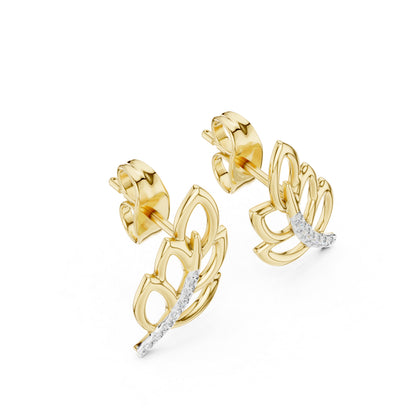 18K Yellow Gold Round Lab-Grown Diamond Earrings for Women | Wedding Wear | Pure Carat