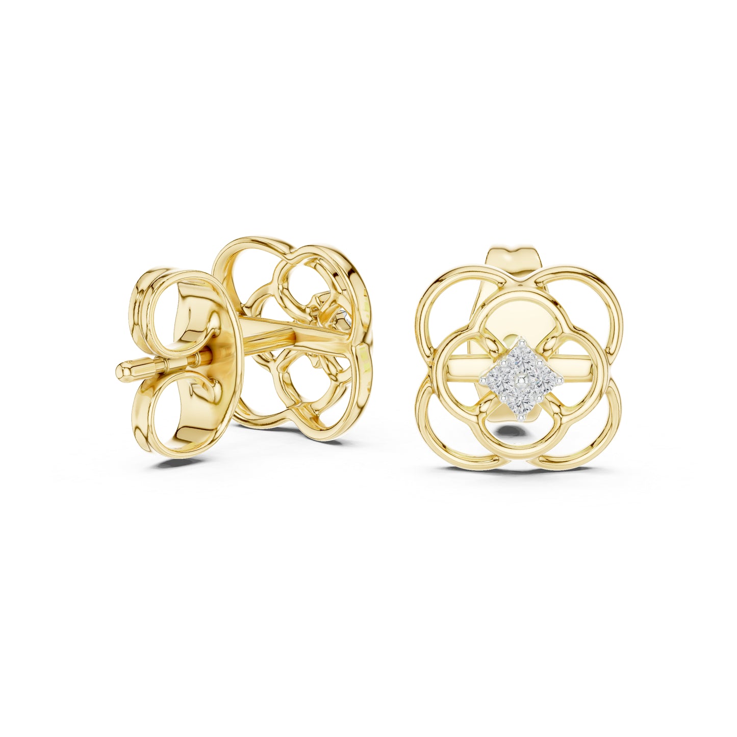 18K White Gold Round Lab-Grown Diamond Stud Earrings for Women | Anniversary Gift | Pure Carat