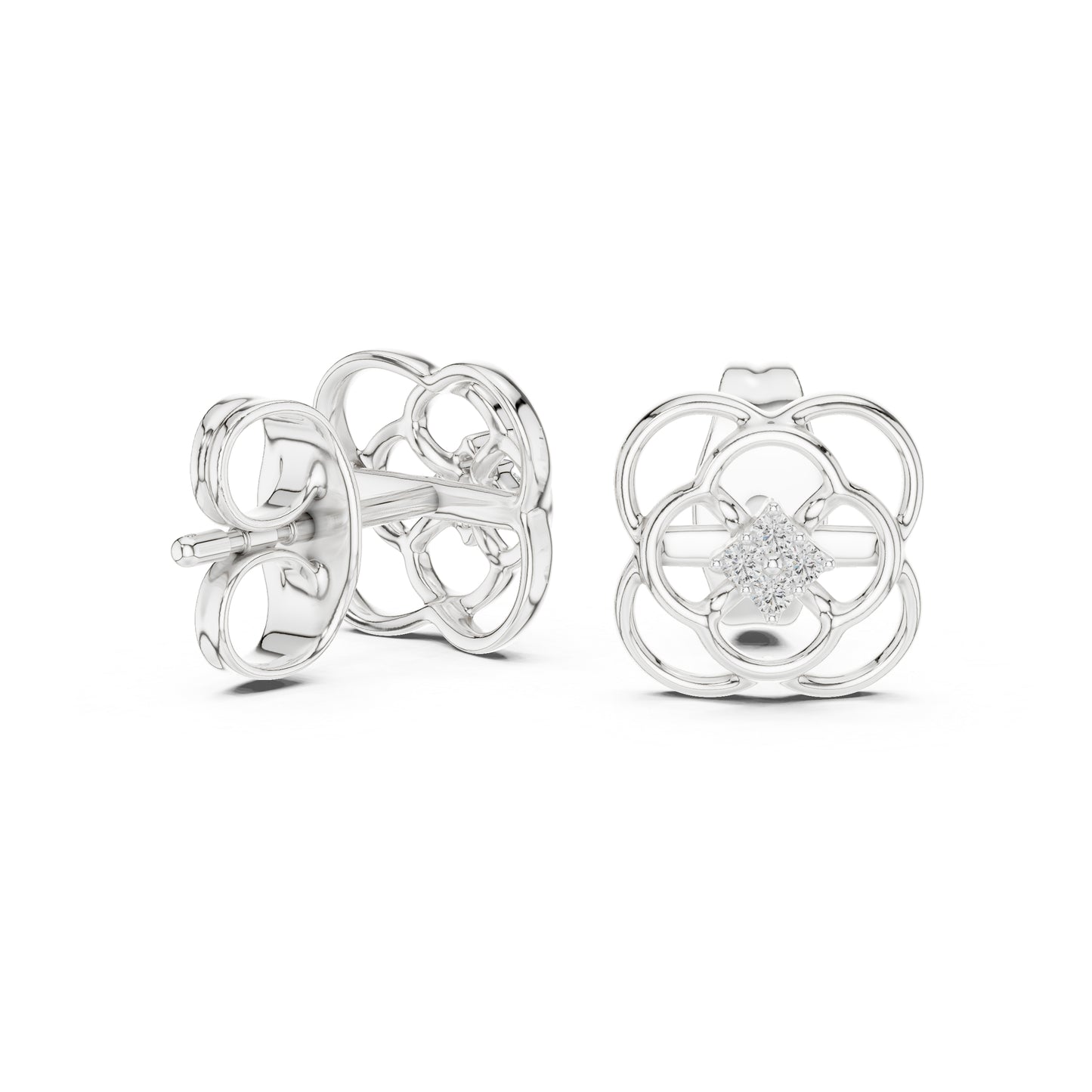 18K White Gold Round Lab-Grown Diamond Stud Earrings for Women | Anniversary Gift | Pure Carat