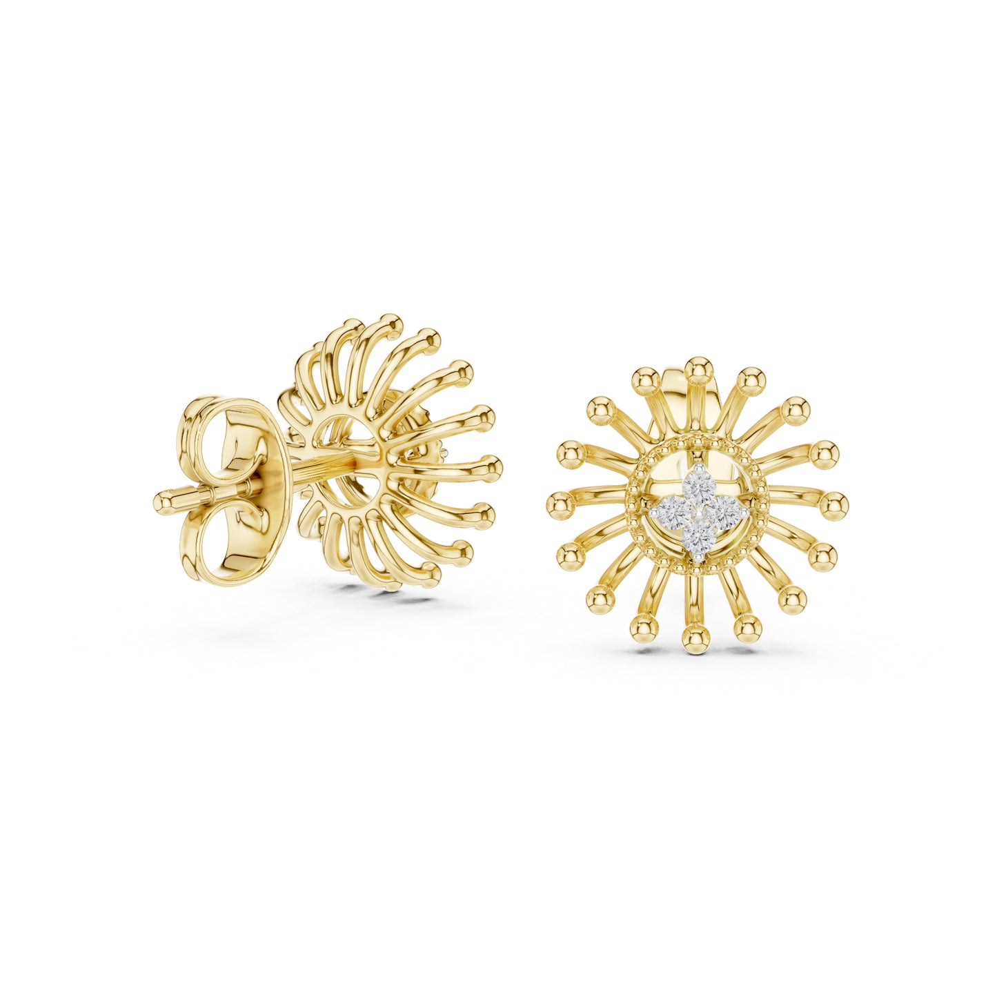18K Yellow Gold Round Lab-Grown Diamond Earrings for Women | Anniversary Gift | Pure Carat