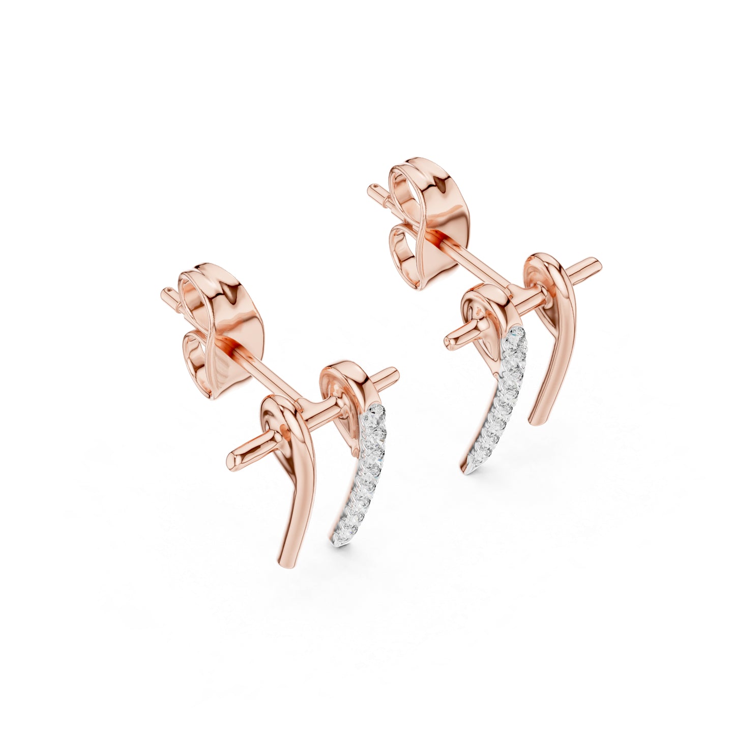 14K Rose Gold Round Lab-Grown Diamond Earrings for Women | Party Wear | Pure Carat