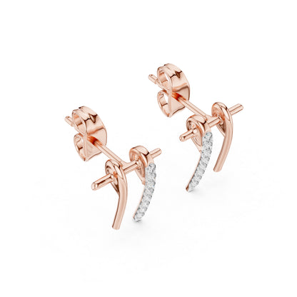 14K Rose Gold Round Lab-Grown Diamond Earrings for Women | Party Wear | Pure Carat