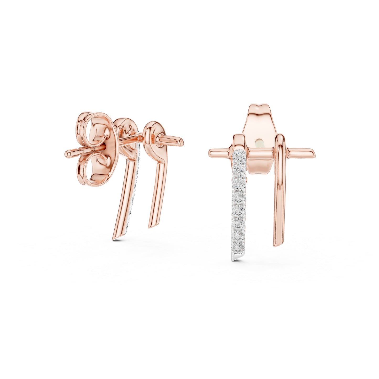 14K Rose Gold Round Lab-Grown Diamond Earrings for Women | Party Wear | Pure Carat