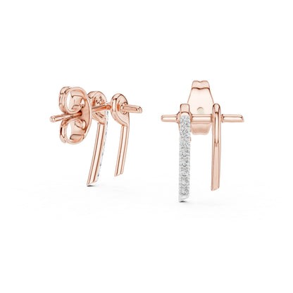 14K Rose Gold Round Lab-Grown Diamond Earrings for Women | Party Wear | Pure Carat
