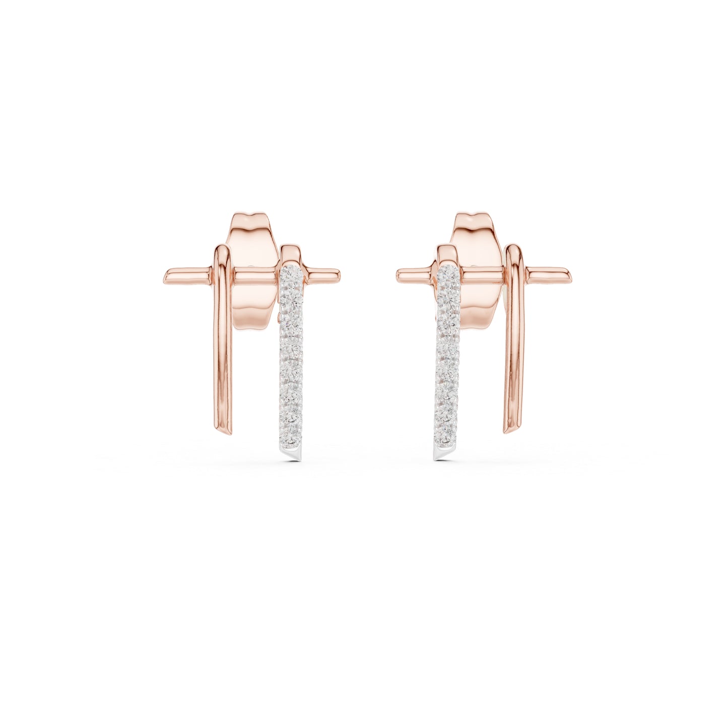 14K Rose Gold Round Lab-Grown Diamond Earrings for Women | Party Wear | Pure Carat