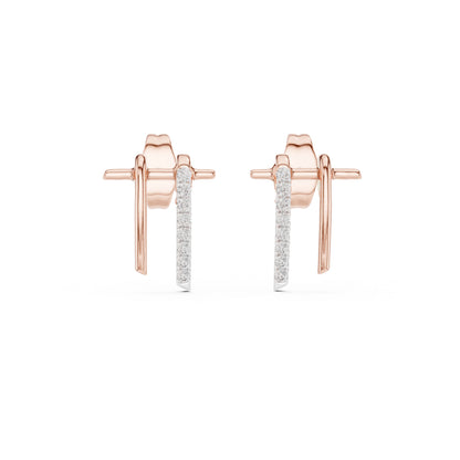 14K Rose Gold Round Lab-Grown Diamond Earrings for Women | Party Wear | Pure Carat