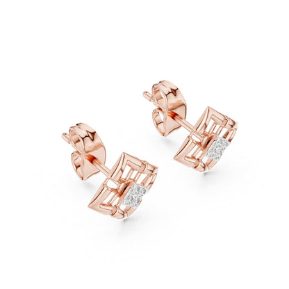 14K Yellow Gold Round Lab-Grown Diamond Stud Earrings for Women | Everyday Wear | Pure Carat