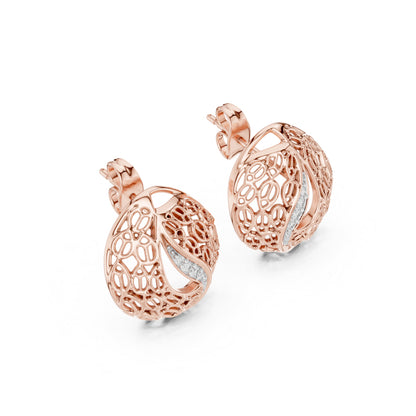 18K Rose Gold Round Lab-Grown Diamond Drop Earrings for Women | Bridal Wear | Pure Carat