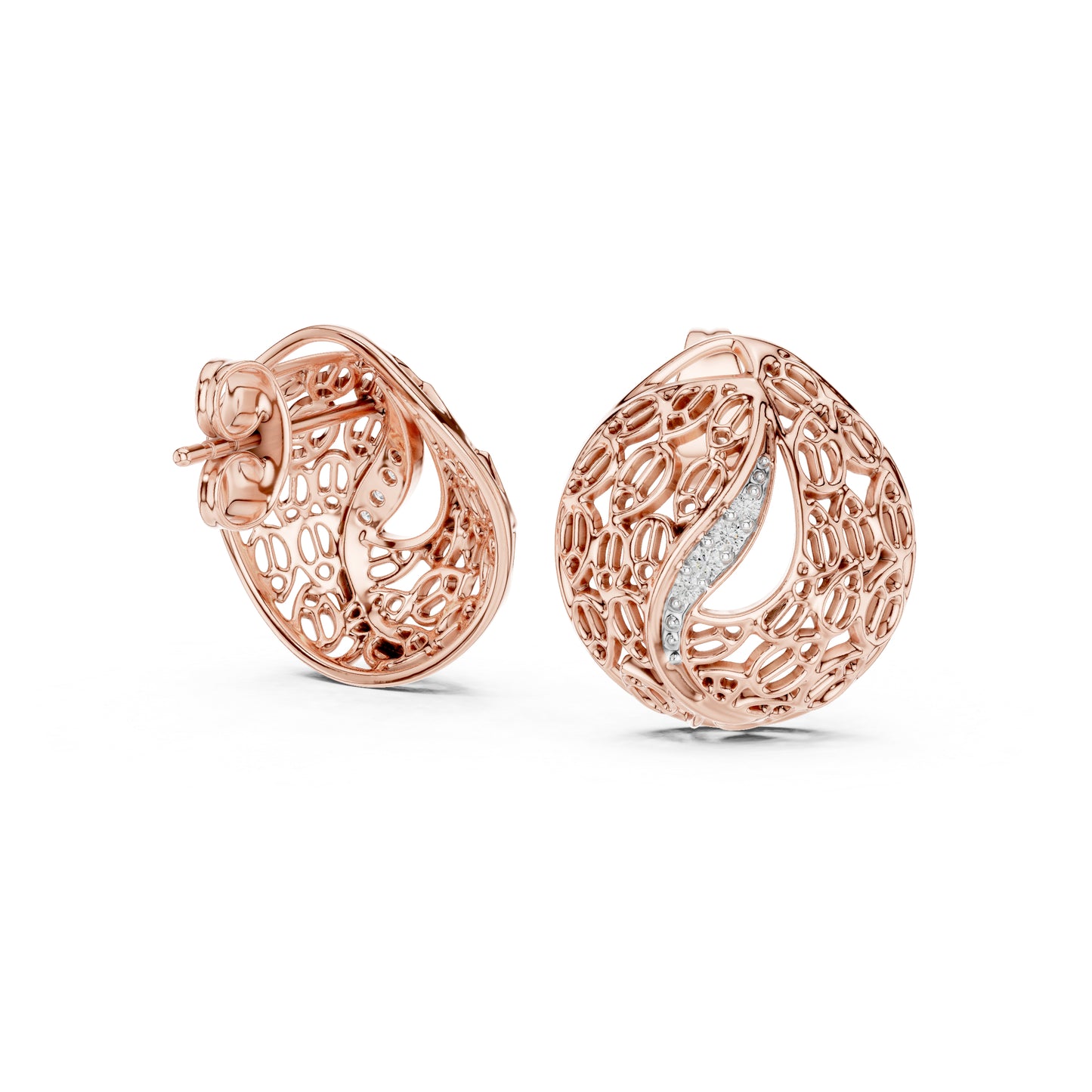 18K Rose Gold Round Lab-Grown Diamond Drop Earrings for Women | Bridal Wear | Pure Carat