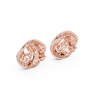 18K Rose Gold Round Lab-Grown Diamond Drop Earrings for Women | Bridal Wear | Pure Carat