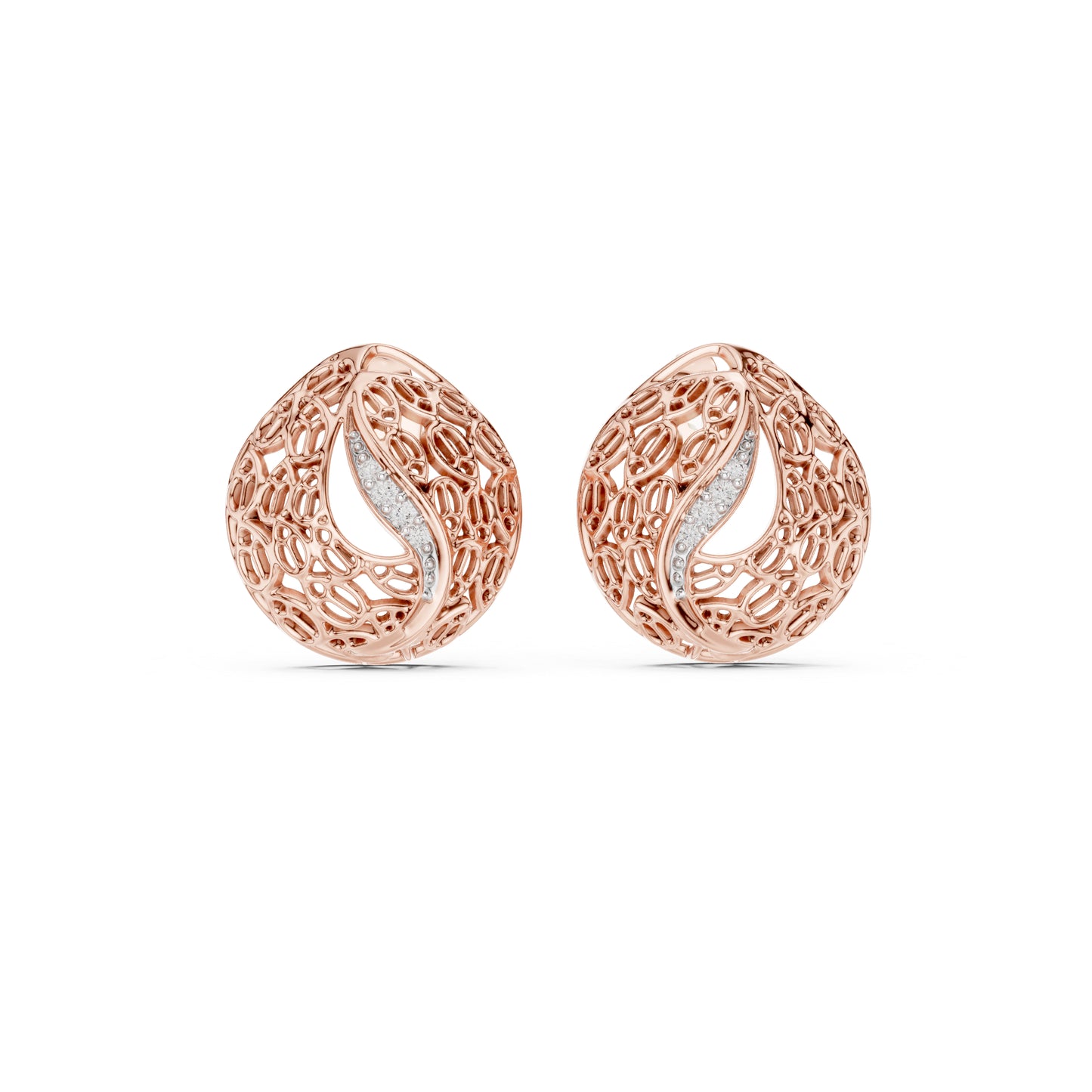 18K Rose Gold Round Lab-Grown Diamond Drop Earrings for Women | Bridal Wear | Pure Carat
