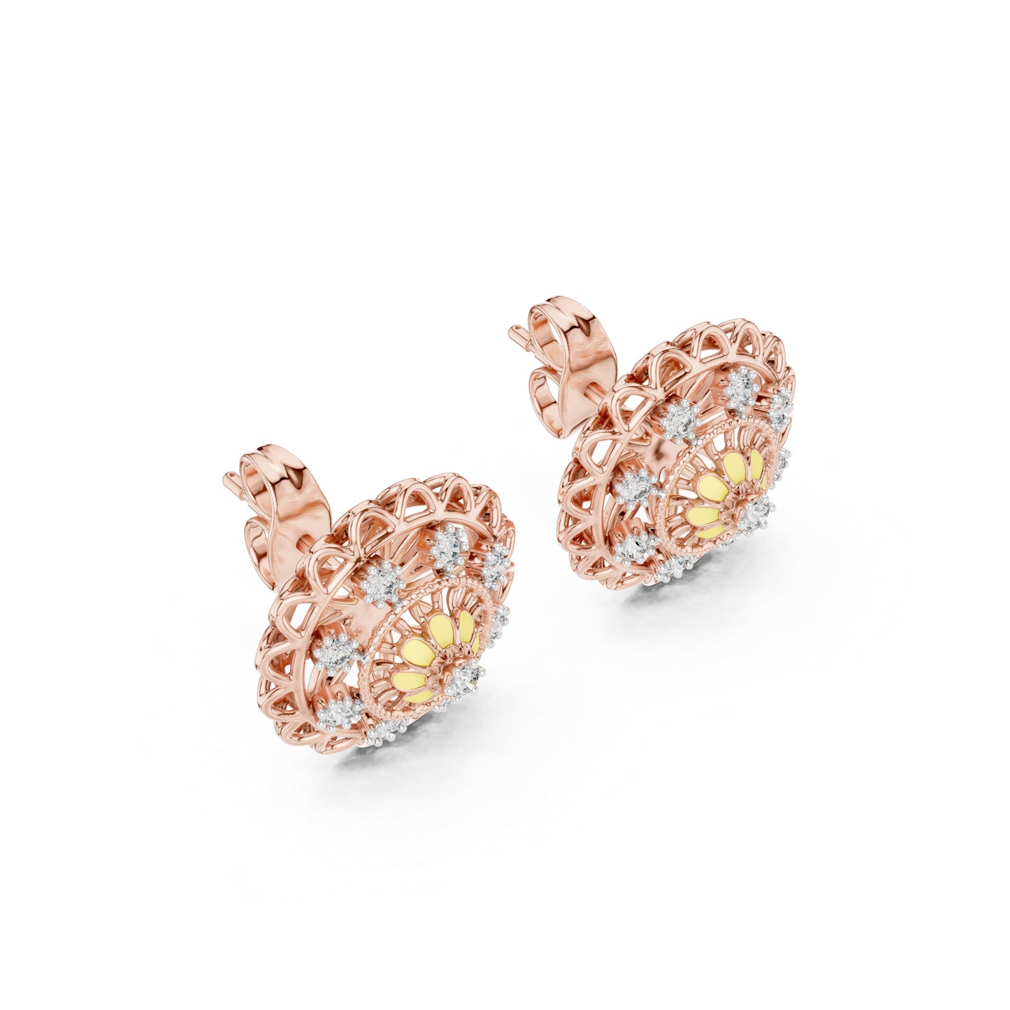 18K Yellow Gold Round Lab-Grown Diamond Earrings for Women | Wedding Wear | Pure Carat