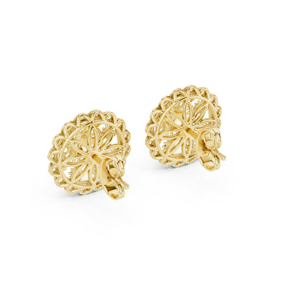 18K Yellow Gold Round Lab-Grown Diamond Earrings for Women | Wedding Wear | Pure Carat