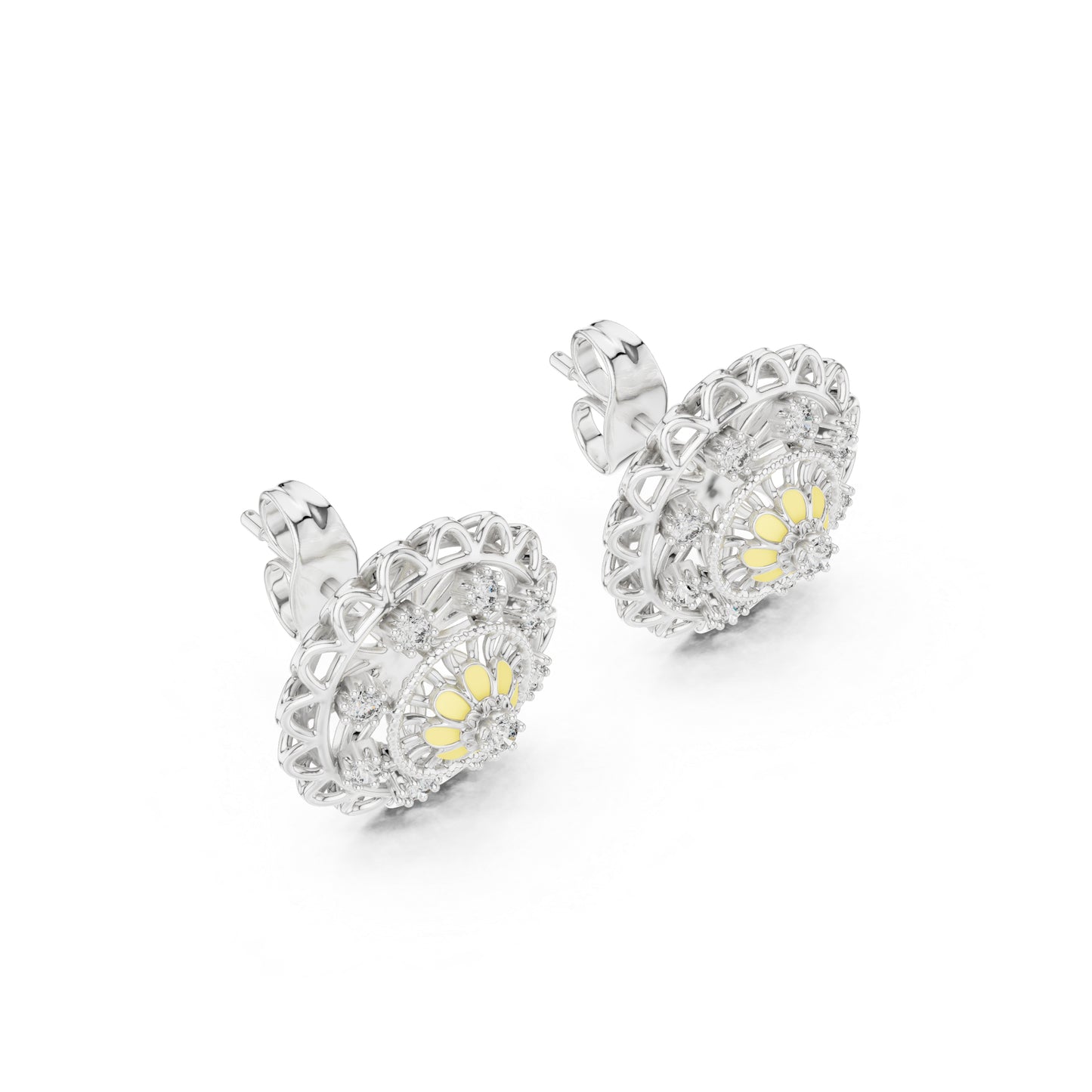 18K Yellow Gold Round Lab-Grown Diamond Earrings for Women | Wedding Wear | Pure Carat