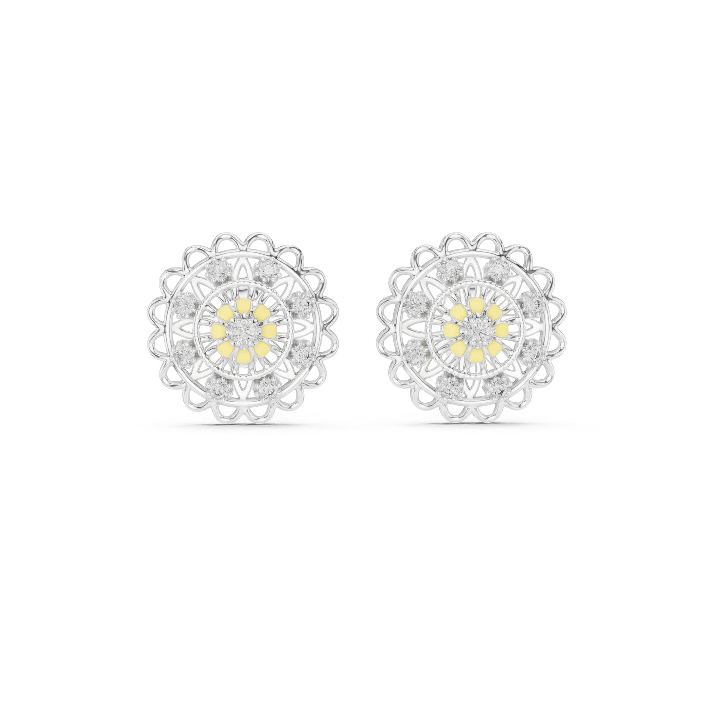 18K Yellow Gold Round Lab-Grown Diamond Earrings for Women | Wedding Wear | Pure Carat