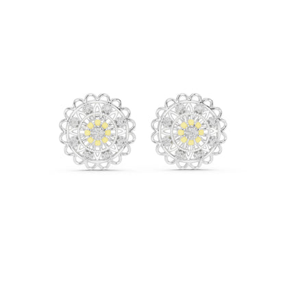 18K Yellow Gold Round Lab-Grown Diamond Earrings for Women | Wedding Wear | Pure Carat