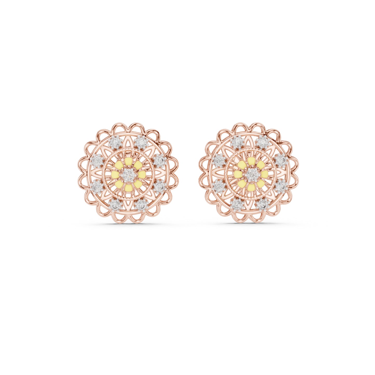 18K Yellow Gold Round Lab-Grown Diamond Earrings for Women | Wedding Wear | Pure Carat