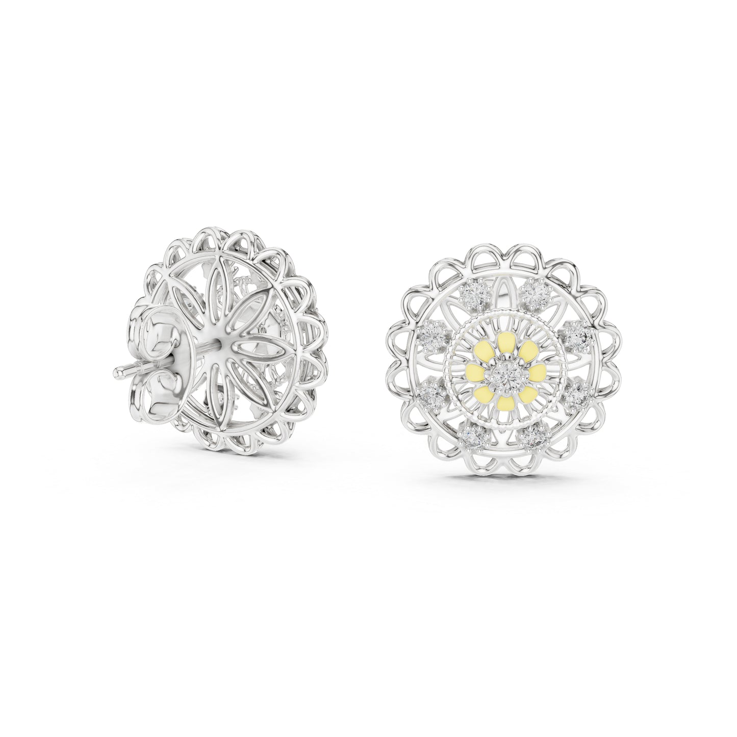 18K Yellow Gold Round Lab-Grown Diamond Earrings for Women | Wedding Wear | Pure Carat