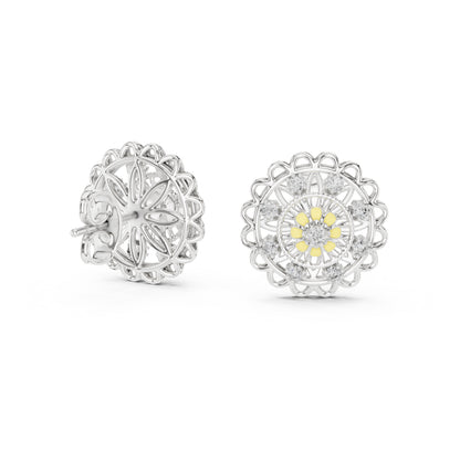 18K Yellow Gold Round Lab-Grown Diamond Earrings for Women | Wedding Wear | Pure Carat