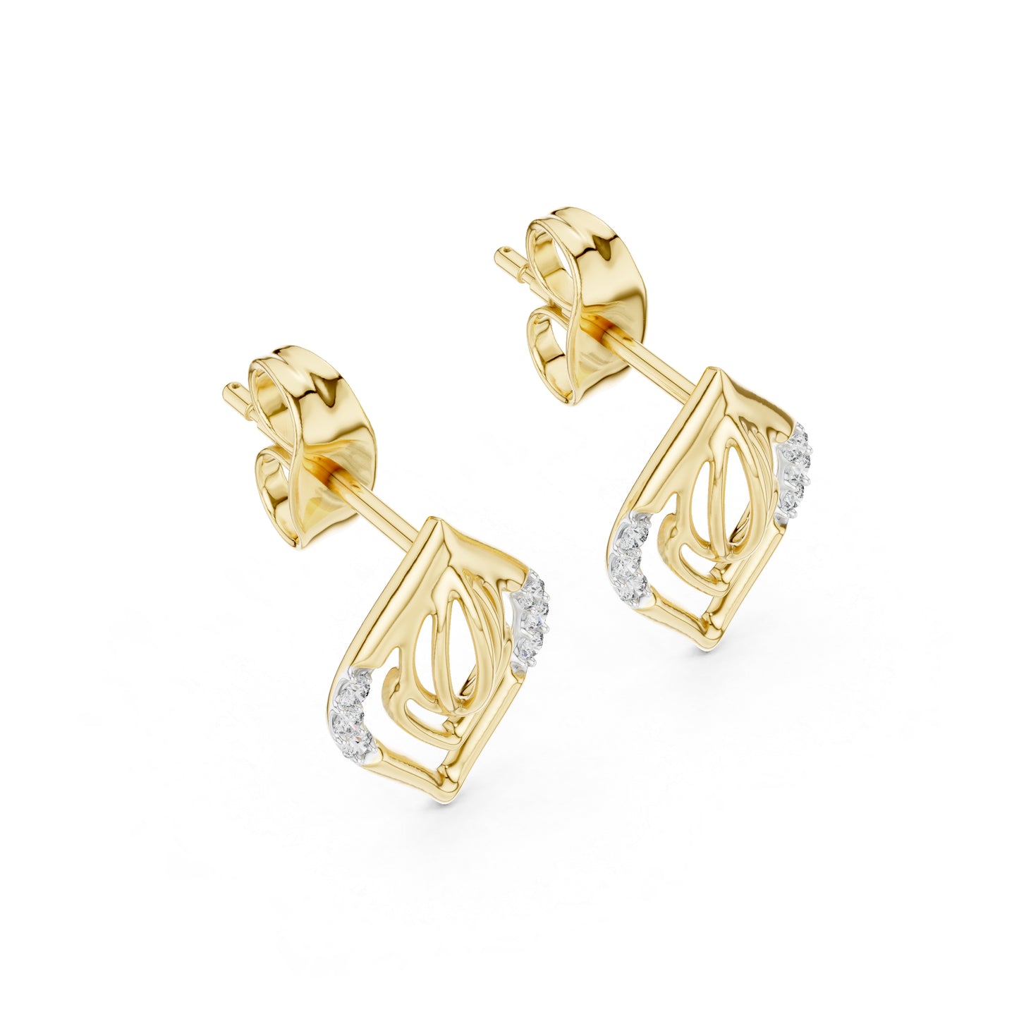 14K Yellow Gold Round Lab-Grown Diamond Earrings for Women | Engagement Wear | Pure Carat