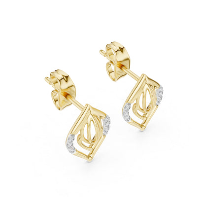 14K Yellow Gold Round Lab-Grown Diamond Earrings for Women | Engagement Wear | Pure Carat