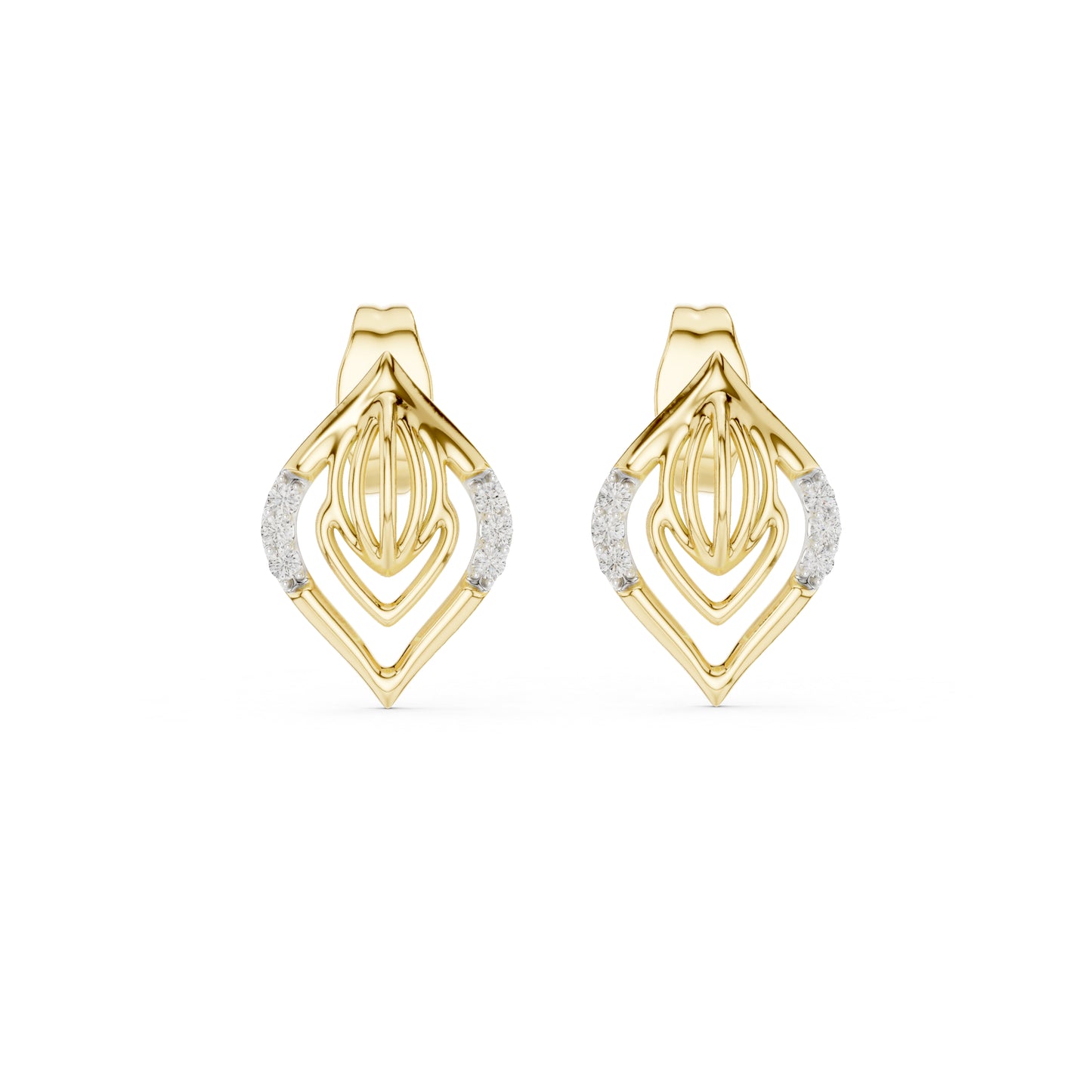 14K Yellow Gold Round Lab-Grown Diamond Earrings for Women | Engagement Wear | Pure Carat