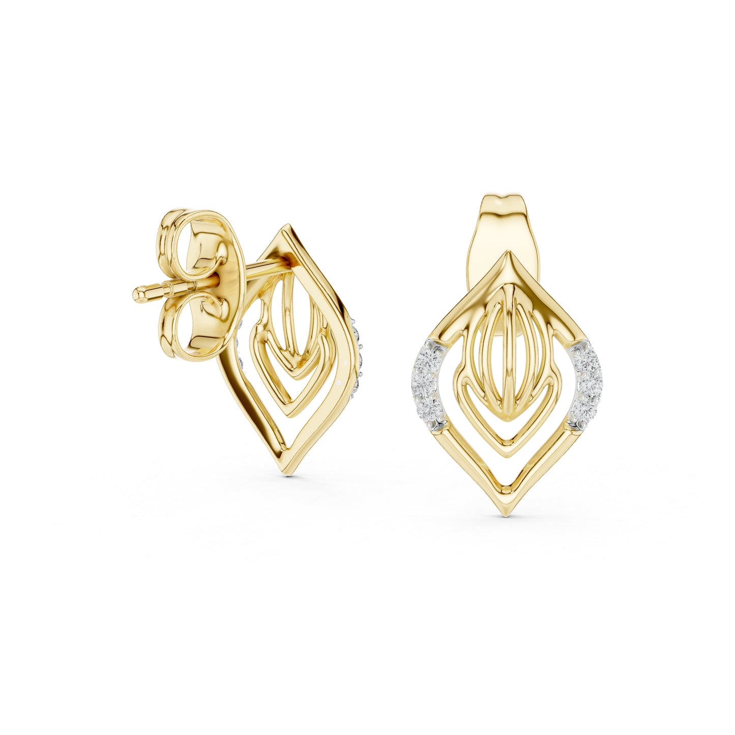 14K Yellow Gold Round Lab-Grown Diamond Earrings for Women | Engagement Wear | Pure Carat