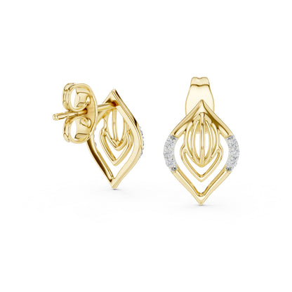 14K Yellow Gold Round Lab-Grown Diamond Earrings for Women | Engagement Wear | Pure Carat